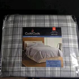Cuddl Duds 400767066354 Heavyweight Flannel Queen Sheet Set Gray Plaid New Cuddl Duds 400767066354 Heavyweight Flannel Queen Sheet Set Gray Plaid New