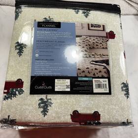 Cuddl Duds 400778639400 Twin Heavyweight Flannel 3p Sheet Set-farmhouse Trucks-100%cotton-cuddl New