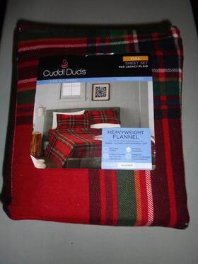 Cuddl Duds 400792113597 Full Xdeep Heavyweight Flannel Sheet Set -red Legacy Plaid