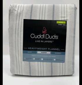 Cuddl Duds 400800573450 Heavyweight Cotton Flannel Sheet Set 4pcs Everyday Stripe King