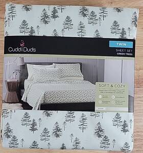 Cuddl Duds 400805051625 Twin Sheet Set 3 Pc Microfiber Green Trees