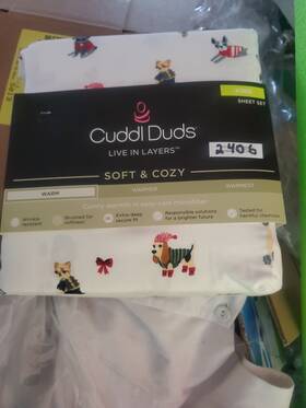 Cuddl Duds 400827844687 New King 4-pc Heavyweight Flannel Sheet Set Dogs 17 Inch Deep Mattress