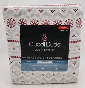 Cuddl Duds 400835999126 New Heavyweight Cotton Flannel Sheet Set. Queen Snowflake Fairisle Cuddl Duds 400835999126 New Heavyweight Cotton Flannel Sheet Set. Queen Snowflake Fairisle