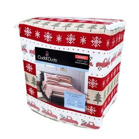 43cusflssrpqn Cuddl Duds Heavyweight Cotton Flannel Queen Sheet Set Deep Fit Truck Fairisle