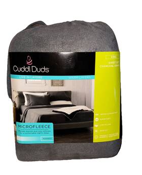 Cuddl Duds 791551500421 Microfleece Sheet Set King Size Deep Fit Warmest Charcoal Gray
