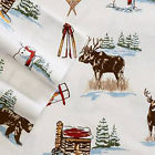 Cuddl Duds Ski Lodge Moose Bear Woods Snow Heavyweight Flannel Queen Sheet Set 400991601161