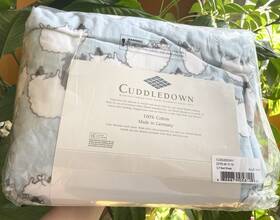 Cuddledown 888879058120 Queen Flannel Fitted Sheet Sheep Blue And White Cotton Germany Rare Nip