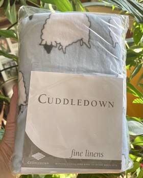 Cuddledown 888879058359 Flannel Pillowcases Set Sheep Blue And White Cotton Germany Rare Nip