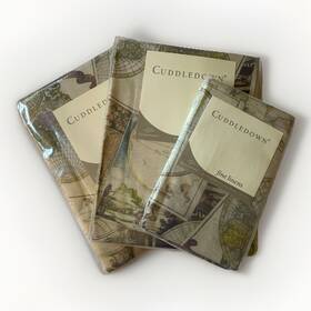 Cuddledown 888879253433 New Queen Size Sheet Set Neutrals Vintage Maps Pattern 100% Cotton