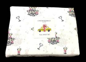 104906 Cynthia Rowley Wine Glass Holiday 4 Pc. Full Size Bed Sheet Set Cocktails Nwt 104906 Cynthia Rowley Wine Glass Holiday 4 Pc. Full Size Bed Sheet Set Cocktails Nwt
