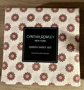 261944 Cynthia Rowley New 100% Microfiber Queen Smiling Floral Daisy Sheet Set