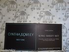 Cynthia Rowley New 4 Piece King 100 Cotton Sheet Set White With Gray Elephants 720189508707