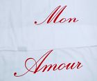 Cynthia Rowley Pair Mon Amour Red Script White Cotton Standard Cynthia Rowley Pair Mon Amour Red Script White Cotton Standard