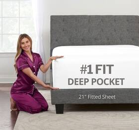 Dealuxe 850015389023 Deep Pocket Queen Fitted Sheet 17 Inch - 21 Extra White Dealuxe 850015389023 Deep Pocket Queen Fitted Sheet 17 Inch - 21 Extra White
