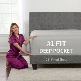 Dealuxe 850015389047 Deep Pocket Queen Fitted Sheet 17 Inch - 21 Extra Sh Dealuxe 850015389047 Deep Pocket Queen Fitted Sheet 17 Inch - 21 Extra Sh