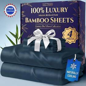 Dc-b4-king-navy Decolure Viscose Bamboo Sheets King Size Luxury 4 Pc Naturally Cooling Ultra