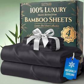 Dc-b4-twin-charcoal Decolure Viscose Bamboo Sheets Twin Size 4 Pc Naturally Cooling Charcoal