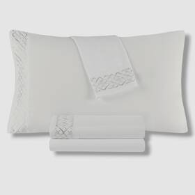 Decor Studio 022164304060 White Holiday Embroidered Microfiber 4-pc. Sheet Set Queen Decor Studio 022164304060 White Holiday Embroidered Microfiber 4-pc. Sheet Set Queen