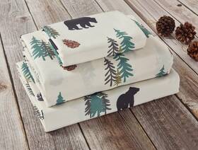 Deleon Collections 674956636912 De Leon Sunland Bear Pine Tree Evergreen Forest Sheet And Pillowc