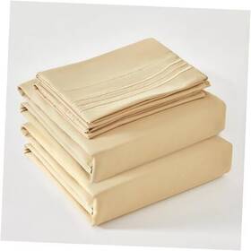 Derbell 768523969807 Bed Sheet Set - Brushed Microfiber Bedding Sheets And Full Beige