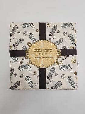 Sno-6631 Desert Dust Cowboy Boots And Daisies Full Size 4pc Super Soft Sheet Set New Cowgirl Sheets