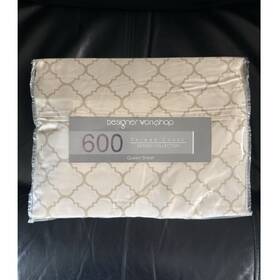 Sb-94191 Designer Workshop Sateen Collection Queen Sheet Set 401-600 Tc Geometric Beige