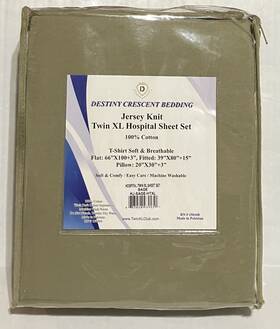 150468 Destiny Crescent Bedding Twin Xl Hospital Sheet Set Jersey Knit Sage Green Nip