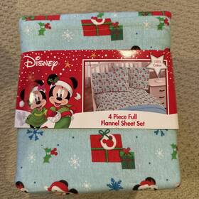Disney 032281238582 Christmas Mickey And Minnie Full Flannel Sheet Set - 4 Pieces