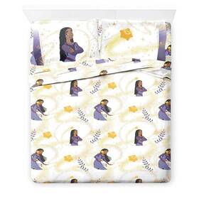 Disney 032281426149 Wish Asha Star Full Sheet Set 4 Piece Super Soft Purple Gold New