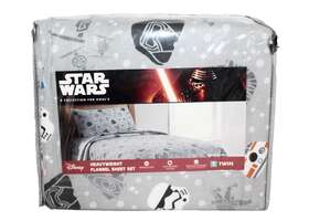 Disney 400180141737 Star Wars Twin Easy Care Sheet Set Heavyweight 100% Cotton Flannel Gray