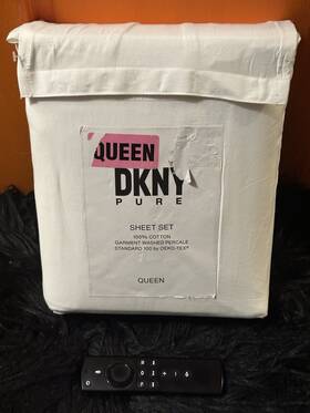 2md-qss Dkny Pure Queen Sheets White Cotton Garment Washed Percale Oeko-tex New Without Tag