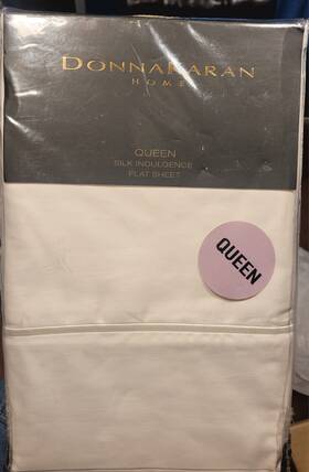 Donna Karan 800298683349 Home Silk Indulgence Queen Flat Sheet Ivory Cotton/silk Blend