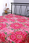 Double Printed Cotton Tapestry Bedspread Indian Sheet Kantha Bed Floral