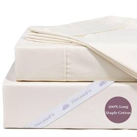Dreamfit 763267014370 Dreamcomfort 100% Natural Long Staple Cotton Sheet Set With Elastic Corner Ba