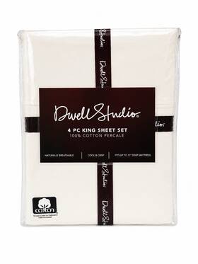 Ds-400tc-100cks Dwellstudio King Sheet Set 100% Cotton Percale White Solid Deep Pocket 400tc Ds-400tc-100cks Dwellstudio King Sheet Set 100% Cotton Percale White Solid Deep Pocket 400tc