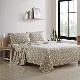194643 Eddie Bauer - Queen Sheets Cotton Flannel Buckhead Ridge Khaki/beige