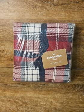 201463 Eddie Bauer Full Flannel Sheet Set New In Pkg Red Plaid 100% Cotton 201463 Eddie Bauer Full Flannel Sheet Set New In Pkg Red Plaid 100% Cotton