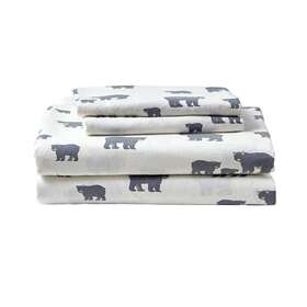 Eddie Bauer 313091693618 Bed Sheet Set Queen Size Bear Family 4-piece White And Gray Graphic Soft Flannel