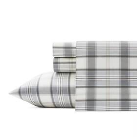54625688 Eddie Bauer Twin Printed Pattern Percale Cotton Sheet Set Ivory Plaid -