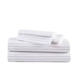 82786062 Eddie Bauer Twin Patterned Flannel Sheet Set Gray Stripe -