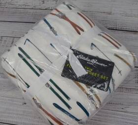 Eddie Bauer 883893835788 Cotton Flannel Twin Sheet Set Ski Line New