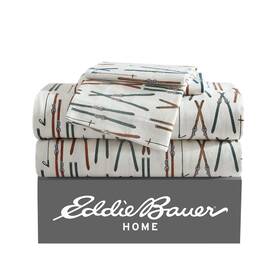 Eddie Bauer 883893835818 Queen Sheet Set Warm Breathable Cotton Flannel Bedding With Deep Pockets