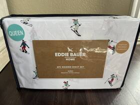 Eddie Bauer 883893924307 Home 6 Pc Queen Washed Sheet Set Cotton Bedding Ski Slope