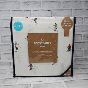 Eddie Bauer 883893928824 Queen Cotton Holiday Flannel Sheets Bedding Set Ski Slope Print