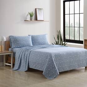 Ushsa01144534 Eddie Bauer - Twin Sheets Cotton Flannel Birch Forest Light Blue/ivory