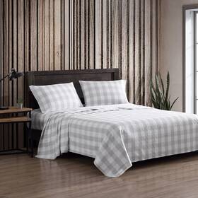 Ushsa01202643 Eddie Bauer - King Sheets Cotton Flannel Lakehouse Plaid Grey/white