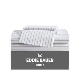 Ushsa01274308 Eddie Bauer - King Sheets Cotton Percale Essential Stripe White