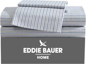 Ushsa01274312 Eddie Bauer - Queen Sheets Cotton Percale Ticking Stripe Navy/green