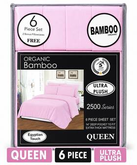 Egyptian Touch 458005312635 New 6 Piece Organic Bamboo Queen Size Sheet Set - Pink Deep Pockets