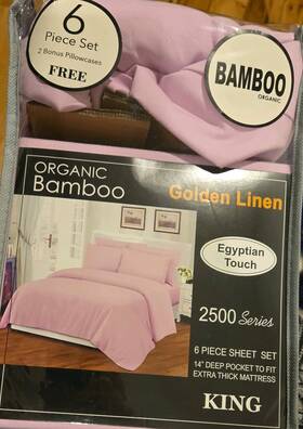 Egyptian Touch 458005312642 New 6 Piece Organic Bamboo King Size Sheet Set - Pink Deep Pockets Egyptian Touch 458005312642 New 6 Piece Organic Bamboo King Size Sheet Set - Pink Deep Pockets